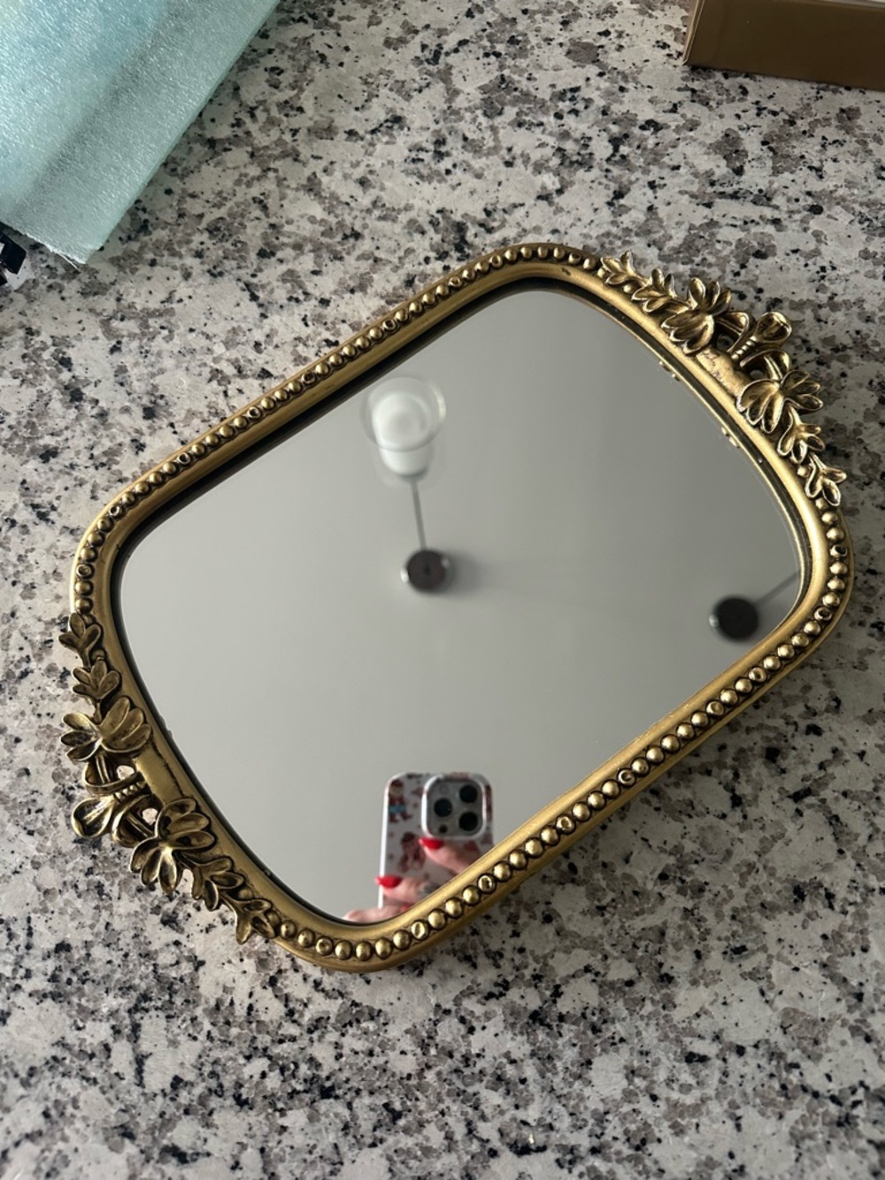 Anthropologie Decorative Gold Mirror Tray for Vanity